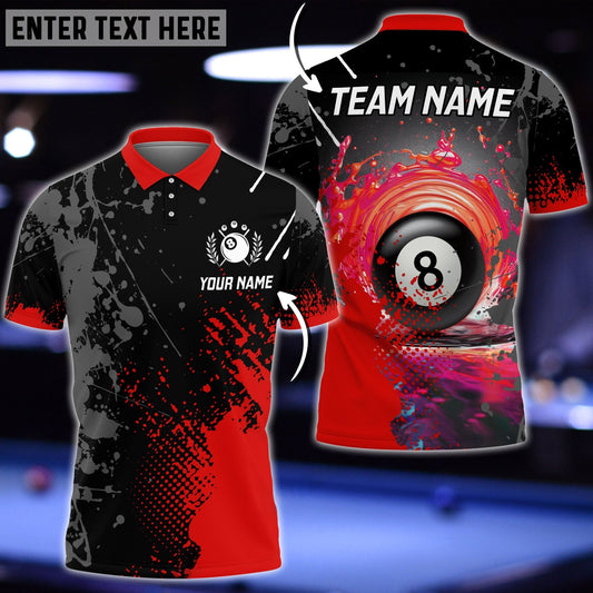 Billiards Ball 8 Pool Smoke US Flag Personalized Name, Team Name Unisex Shirt