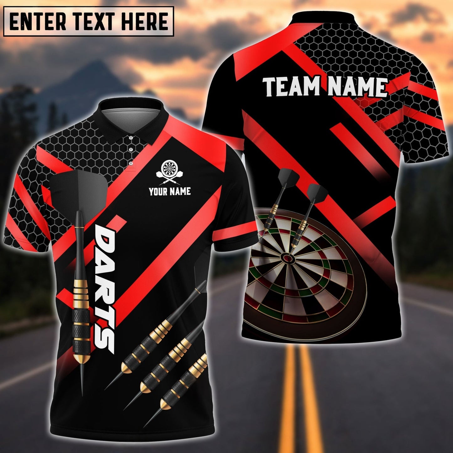 Darts Metalic Style Personalized Name, Team Name Shirt (4 Colors)