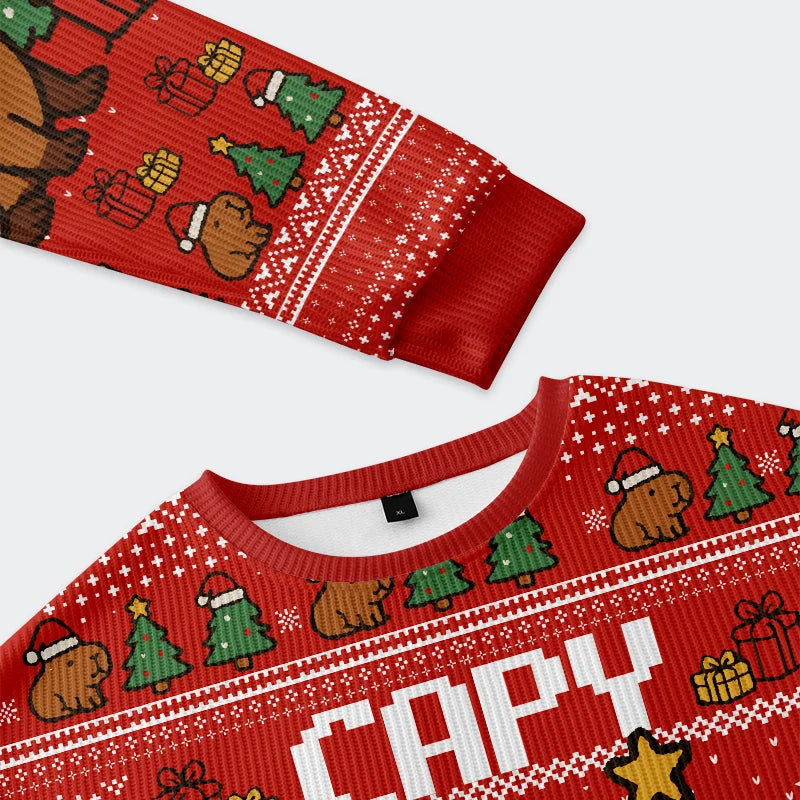 Capybara Celebration Christmas Ugly Sweatshirt