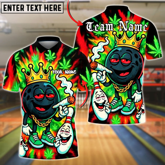 Bowling And Pins King Smoking Ball Customized Name, Team Name 3D Shirt (4 Colors)