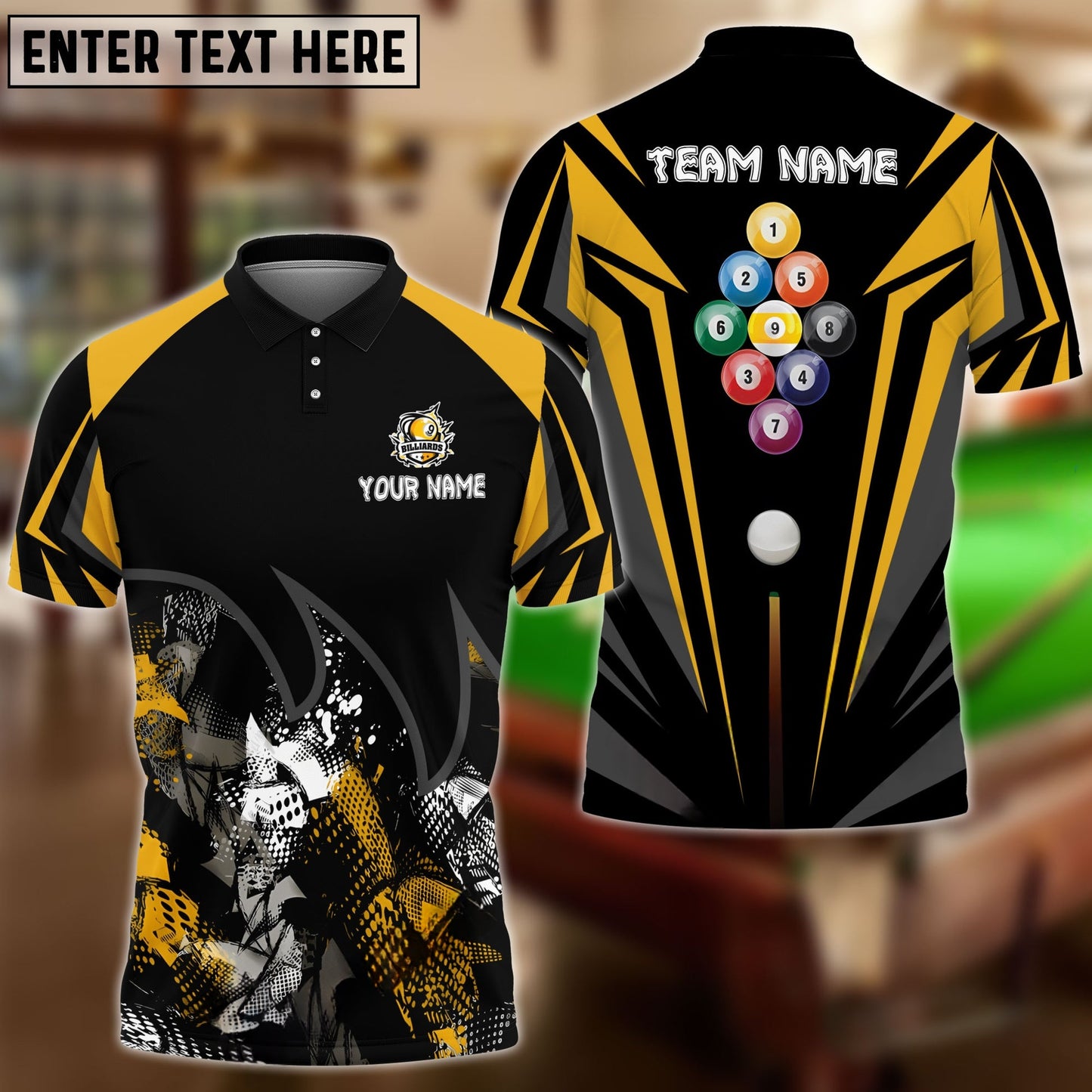 Billiards Ball 9 Broken Fire Personalized Name & Team Name Shirt