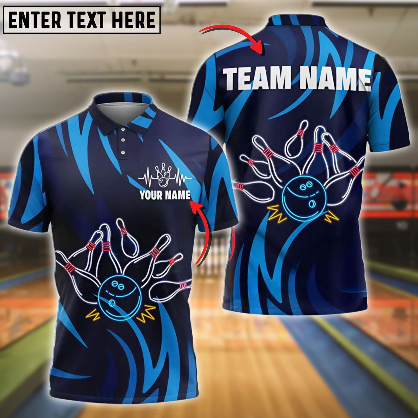 Bowling Neon Explosion Customized Name, Team Name 3D Shirt (4 Colors)