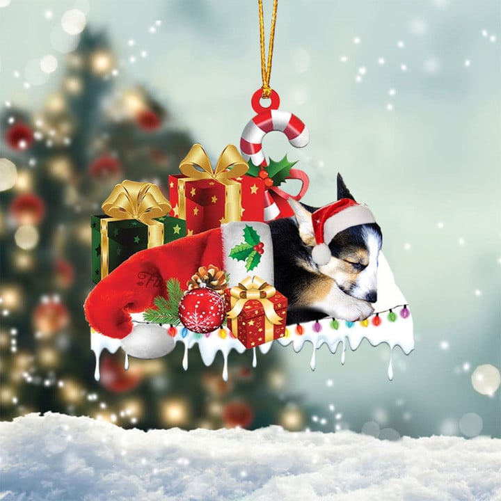 SHELTIE MERRY CHRISTMAS HANGING ORNAMENT