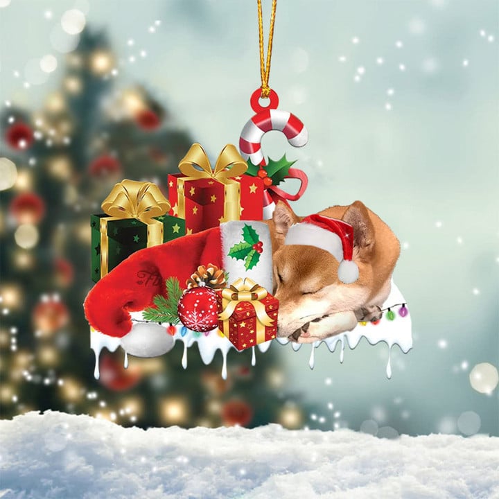 SHIBA INU MERRY CHRISTMAS HANGING ORNAMENT