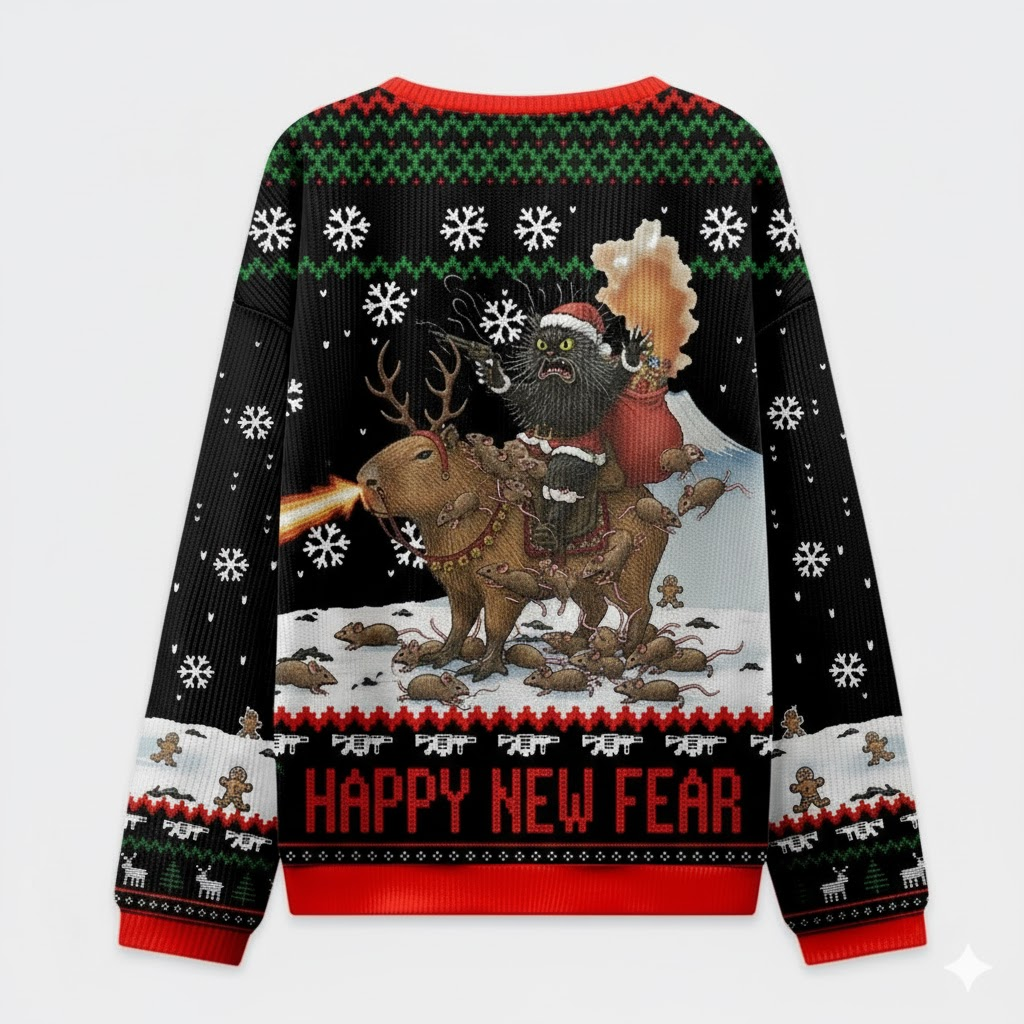 π¦ Santa Riding Reindeer Ugly Christmas Sweater β Funny Holiday Fire Breath Jumper