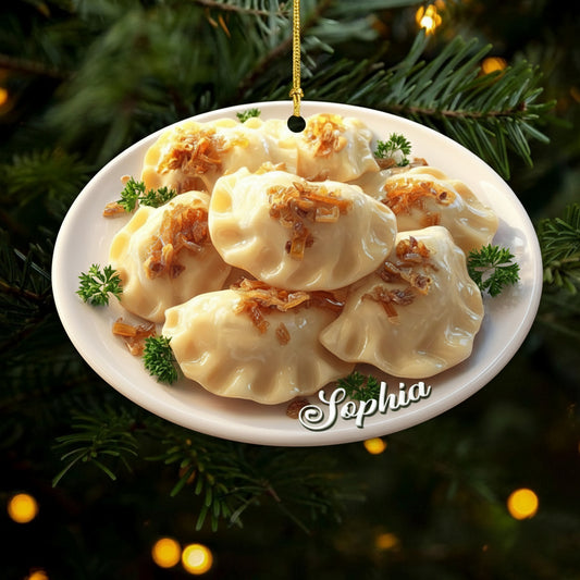 🥟 Pierogi Ornament – Funny Polish Dumpling Christmas Gift with Name Customization