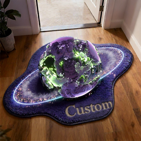 Alien Amethyst Planet 3D Rug — Toxic Green Glow — Personalized