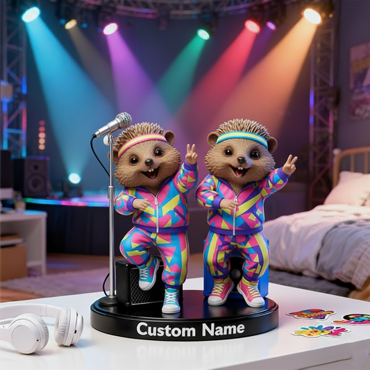🎶 Custom Hedgehog Rock Duo Figurine – Personalized Rock Band Animal Lovers Gift 1