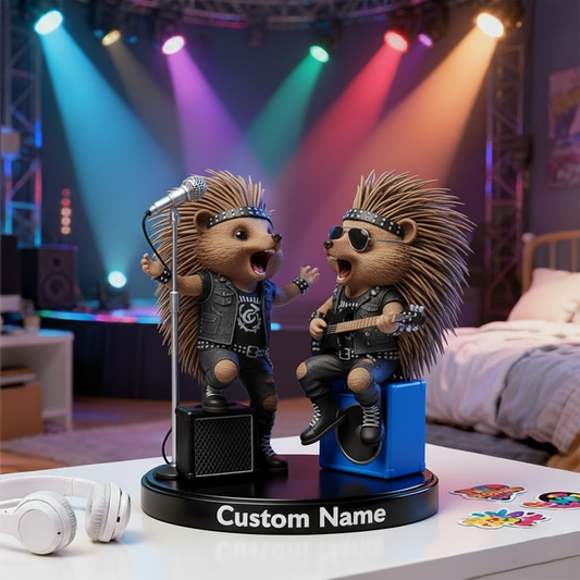 🎶 Custom Hedgehog Rock Duo Figurine – Personalized Rock Band Animal Lovers Gift 2