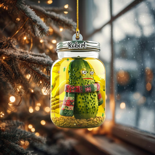 🥒 Pickle in a Jar Ornament – Hilarious Christmas Pickle Decoration Personalized Gift