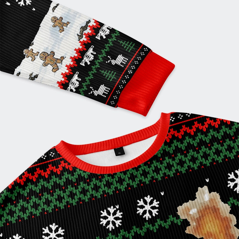 Cat Riding A Dinosaur Christmas Ugly Sweatshirt