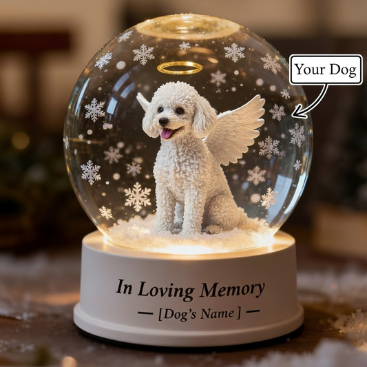 In Memory of White Poodle dog – Custom Dog Angel Acrylic Keepsake Gift