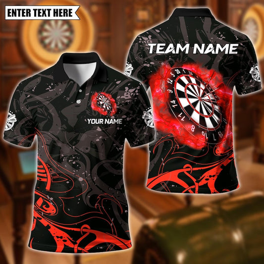 Personalized Name Dart Polo Shirt, Dartboard Design ,Custom Team Shirt for Men, Gift for Darts Players