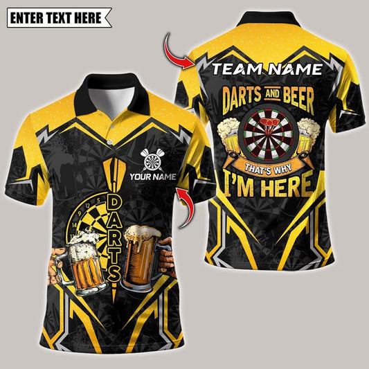 Personalized Name Dart Polo Shirt, Funny Beer Team Design Polo ,Custom Team Shirt for Men, Gift for Darts Players