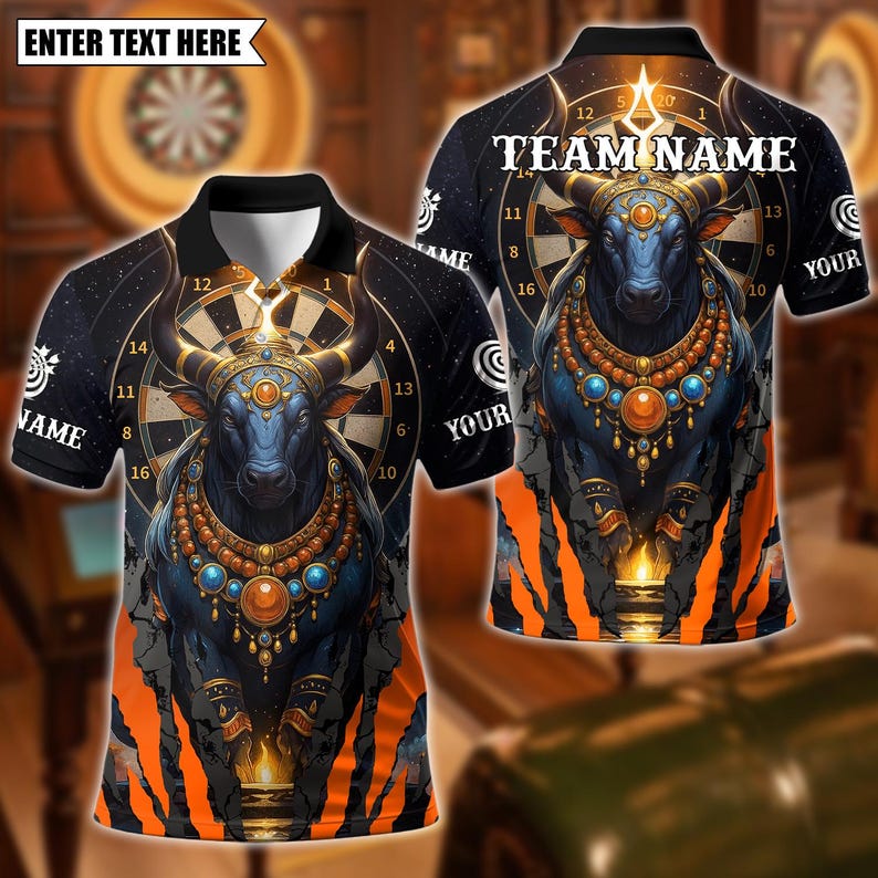 Personalized Name Dart Polo Shirt, Nandi Cosmic Protector With Dartboard Design ,Custom Team Shirt for Men, Gift for Darts Players