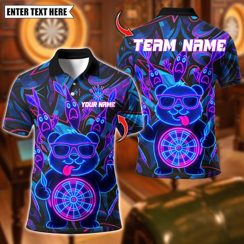 Personalized Name Dart Polo Shirt, Premium Golden Dartboard With Crown Darts Design, Custom Team Shirt for Men, Gift for Darts Players