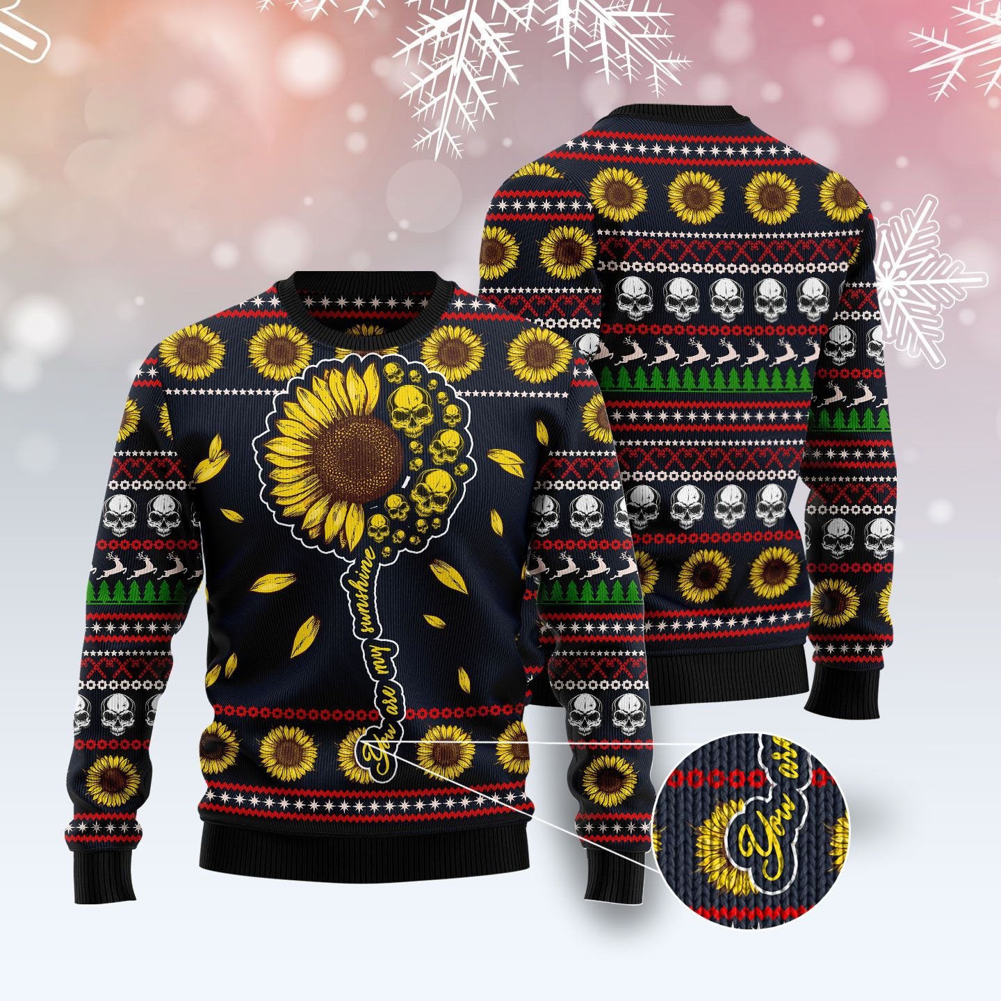 Skull Sunflower Ugly Christmas Sweater
