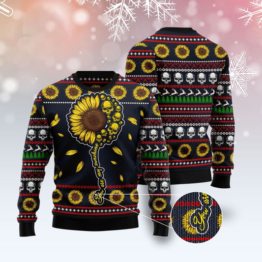 Skull Sunflower Ugly Christmas Sweater