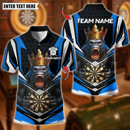 Personalized Name Dart Polo Shirt, King Lion Dartboard Design ,Custom Team Shirt for Men, Gift for Darts Players