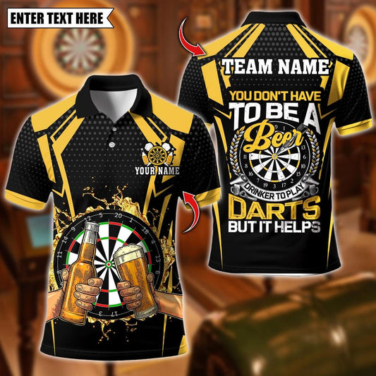 Personalized Name Dart Polo Shirt, Funny Beer Team Design Polo ,Custom Team Shirt for Men, Gift for Darts Players