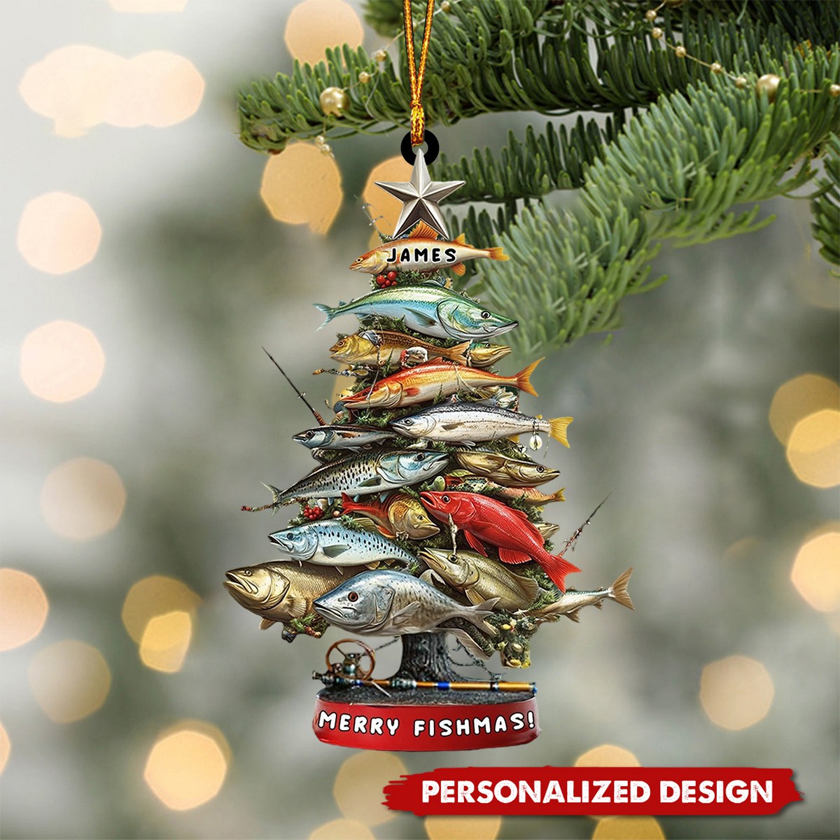 Personalized Fishing Waves Ornament-Gift for Fishing Lover