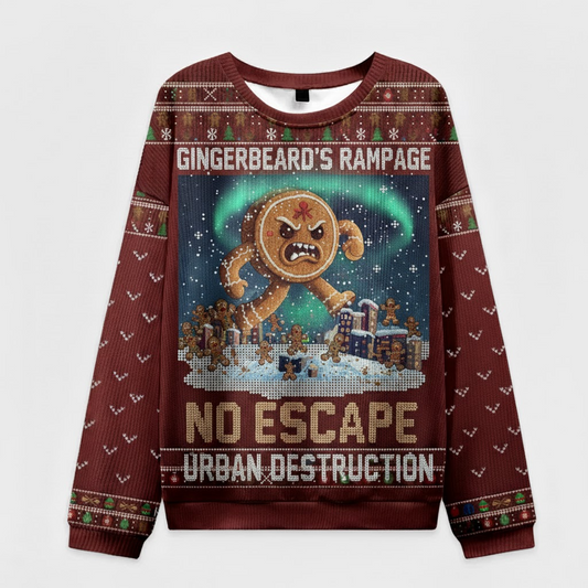🍪 Gingerbeard’s Rampage Sweater – No Escape Funny Gingerbread Christmas Jumper