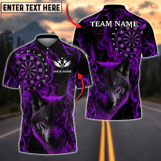 Darts Wolf Flame Smoke Customized Name, Team Name 3D Shirt (4 Colors)