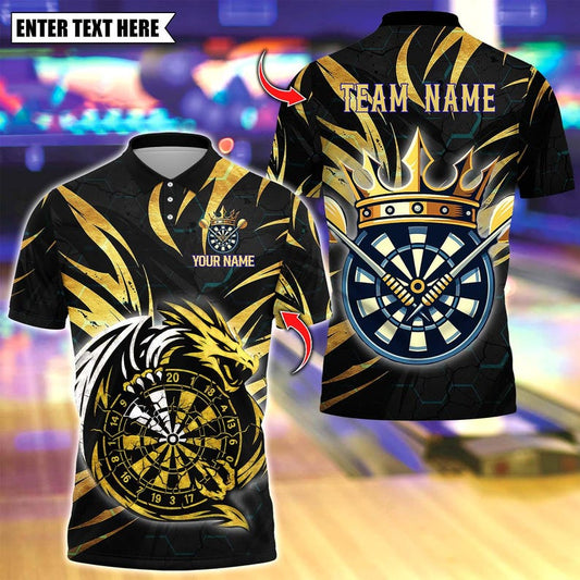 Personalized Name Dart Polo Shirt, Premium Dragon Darts Design ,Custom Team Shirt for Men, Gift for Darts Players