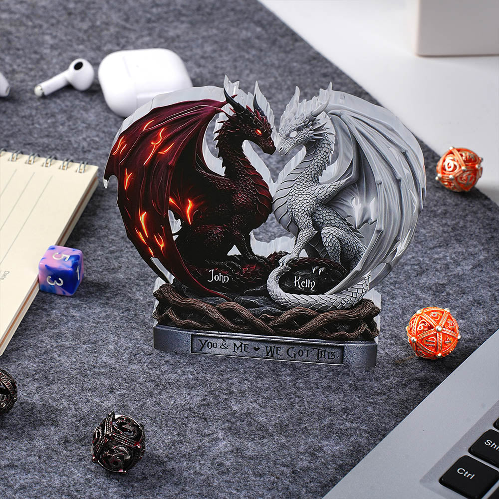 Personalized Dragon Couple Acrylic Plaque, Custom Name Lovers Gift, Fantasy Anniversary Decor, Wedding Gifts for Husband and Wife, Dragon Gifts