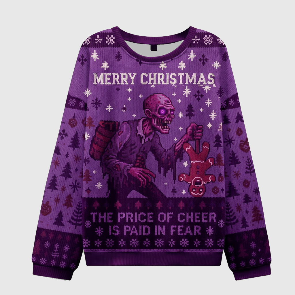 π The Price of Cheer Is Paid in Fear Sweater β Creepy Zombie Xmas Pullover
