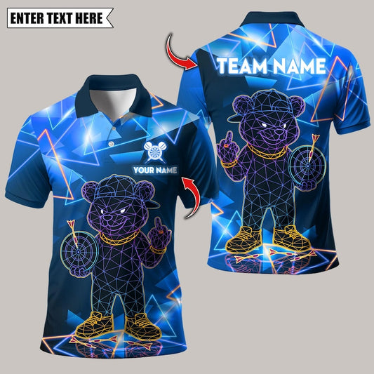 Personalized Name Dart Polo Shirt, Bulldog Fire Flames Multicolor Options Design ,Custom Team Shirt for Men, Gift for Darts Players