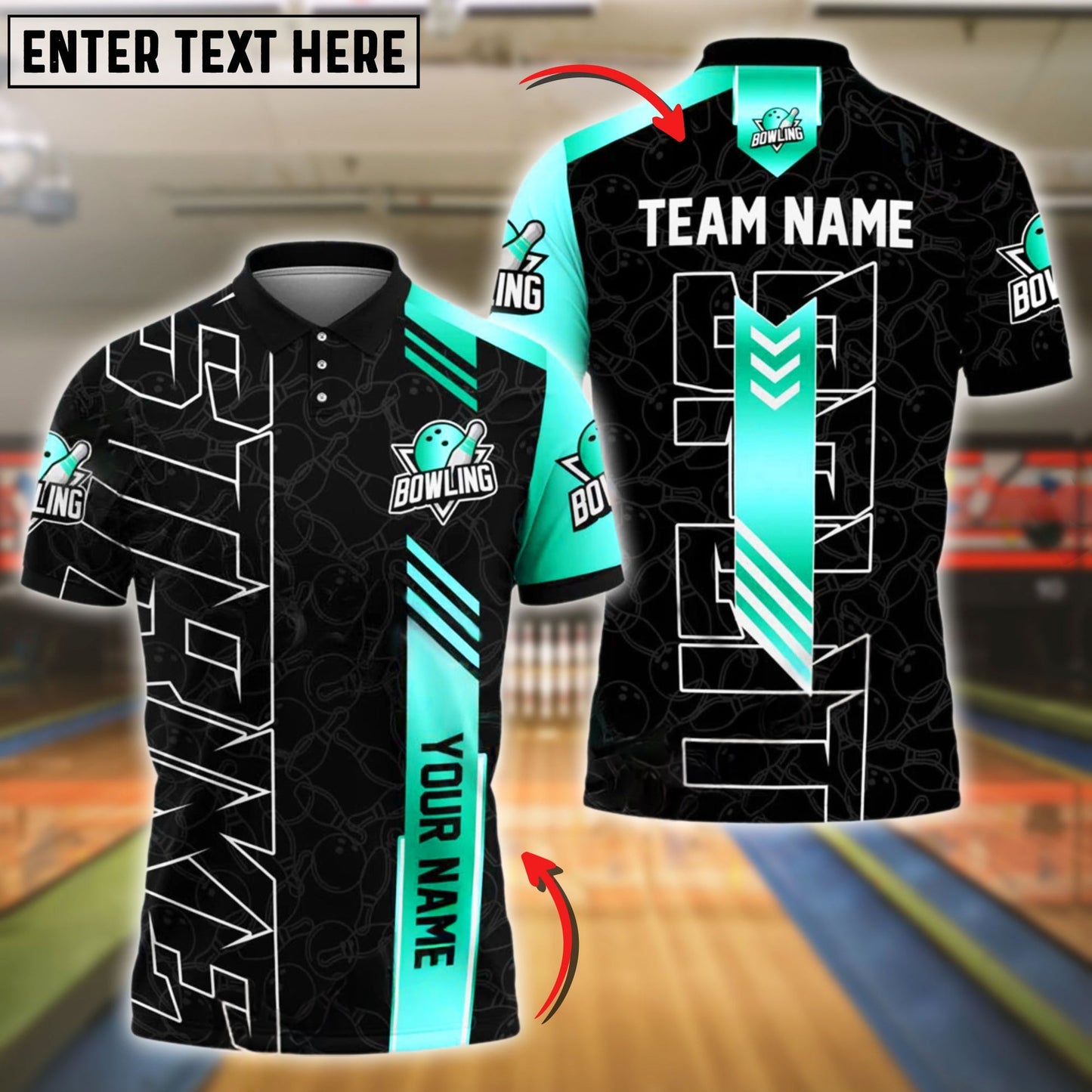 Bowling Modern Gold Vector Style Customized Name, Team Name 3D Shirt (4 Colors)