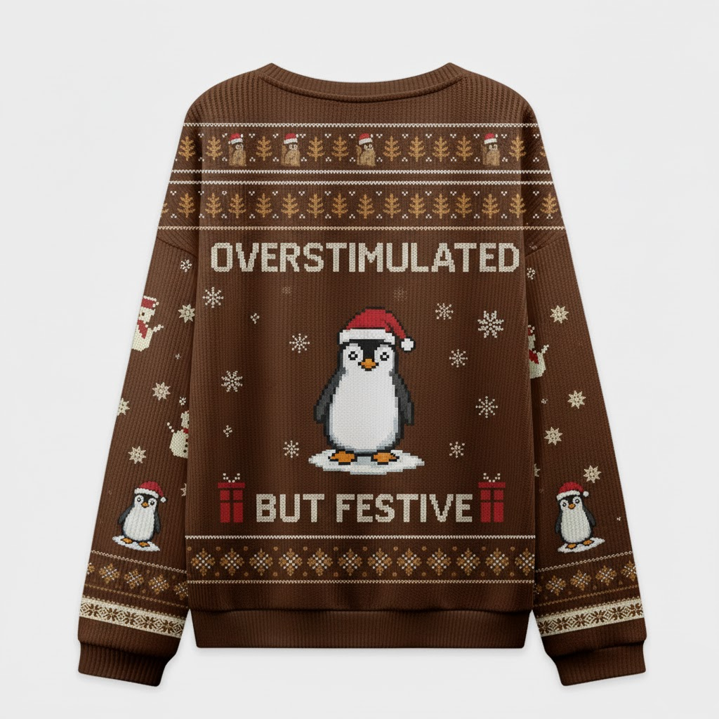 π§ Overstimulated But Festive Sweater β Funny Bird Christmas Ugly Jumper