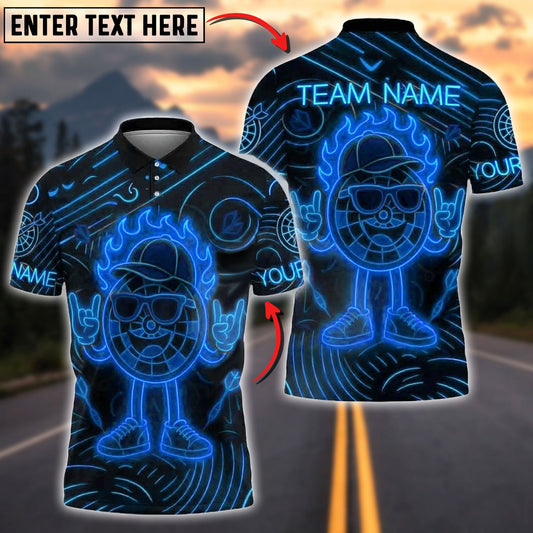 Darts Rock n' Roll Flaming Neon Cool Design Customized Name, Team Name 3D Shirt (4 Colors)
