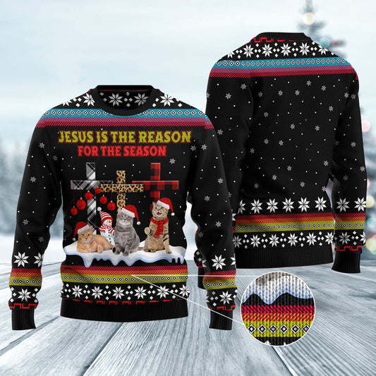 Jesus is the reason for the season Cat Ugly Christmas Sweater
