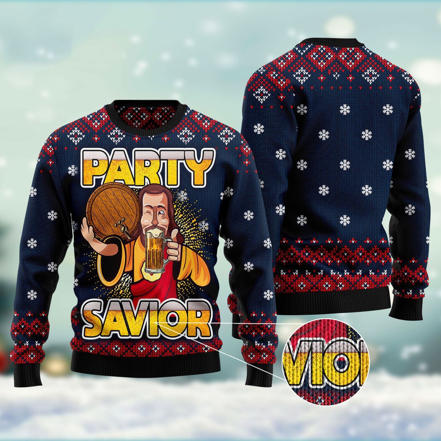Jesus Party Savior Ugly Christmas Sweater