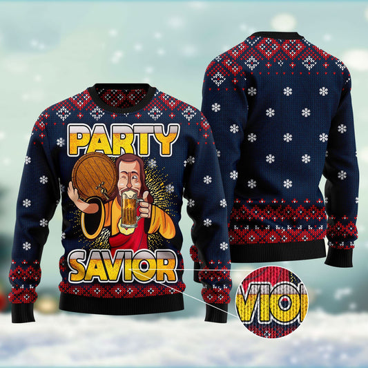 Jesus Party Savior Ugly Christmas Sweater