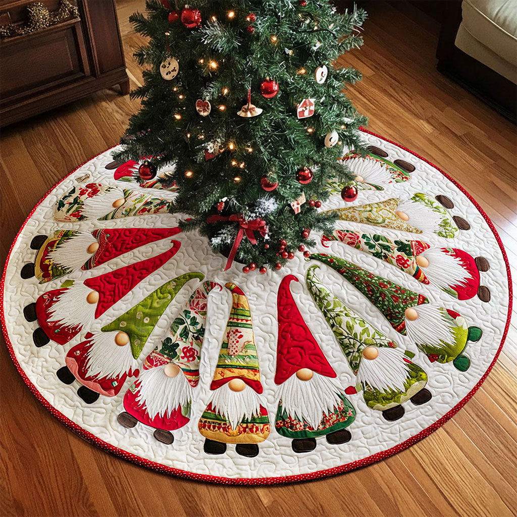 Christmas Tree Skirt with Gnome Round Rug