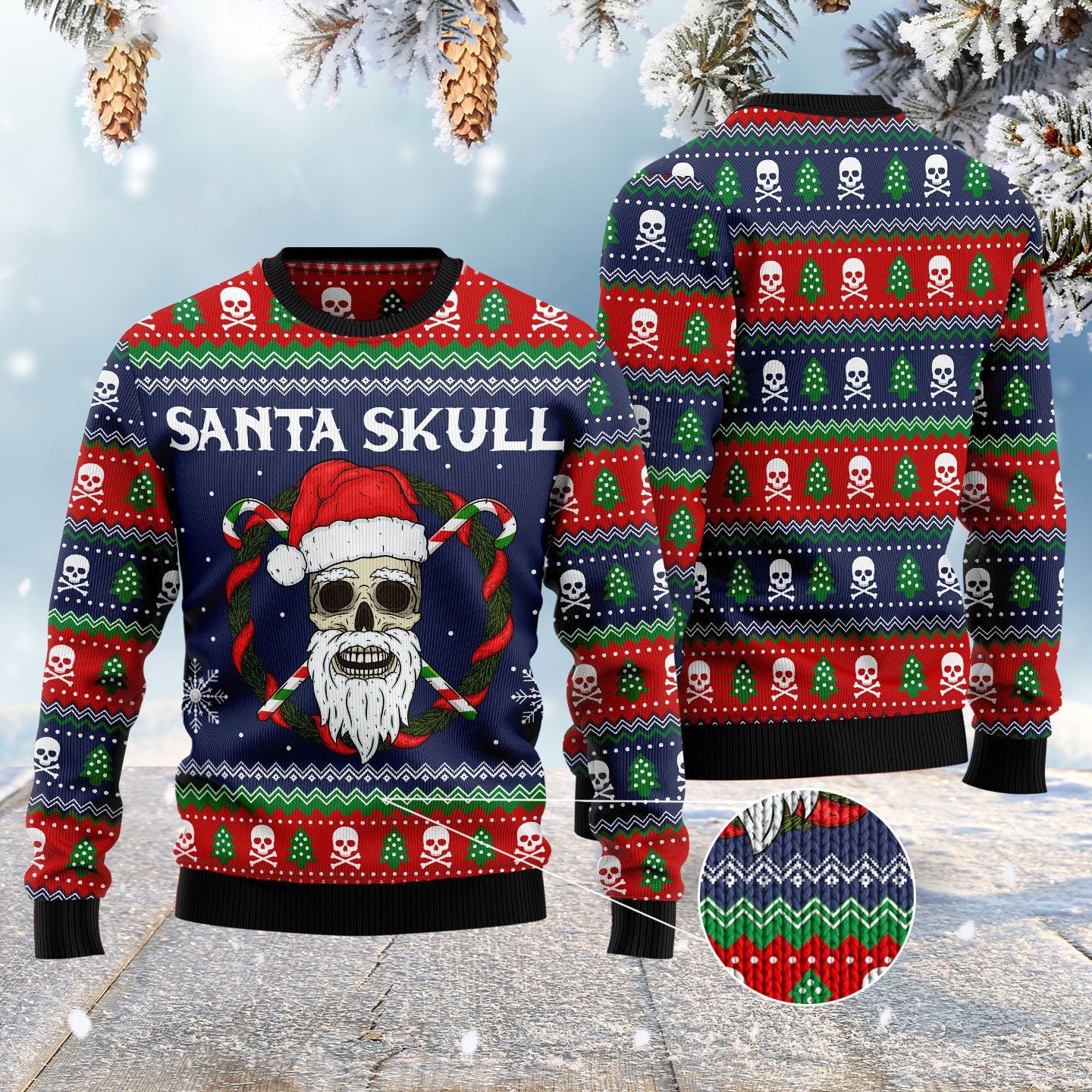 Santa Skull Ugly Christmas Sweater