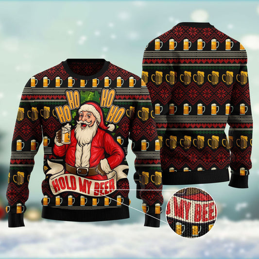 Ho Ho Hold My Beer Ugly Christmas Sweater