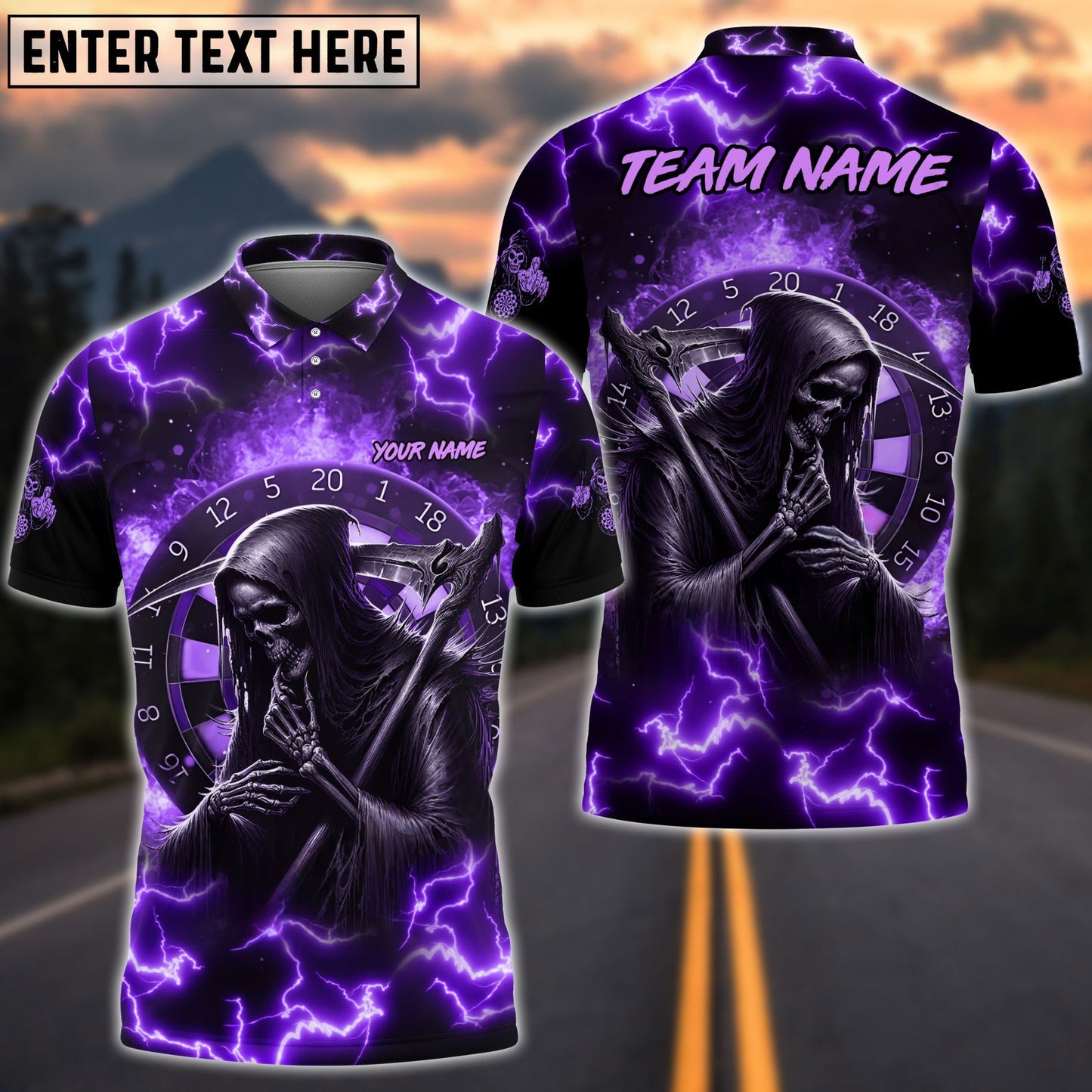 Darts Skull Fire Personalized Name, Team Name Shirt (5 Colors)
