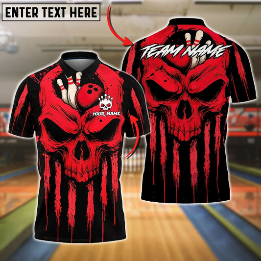 Bowling And Pins Grim Skull Drip Art Customized Name, Team Name 3D Shirt (4 Colors)