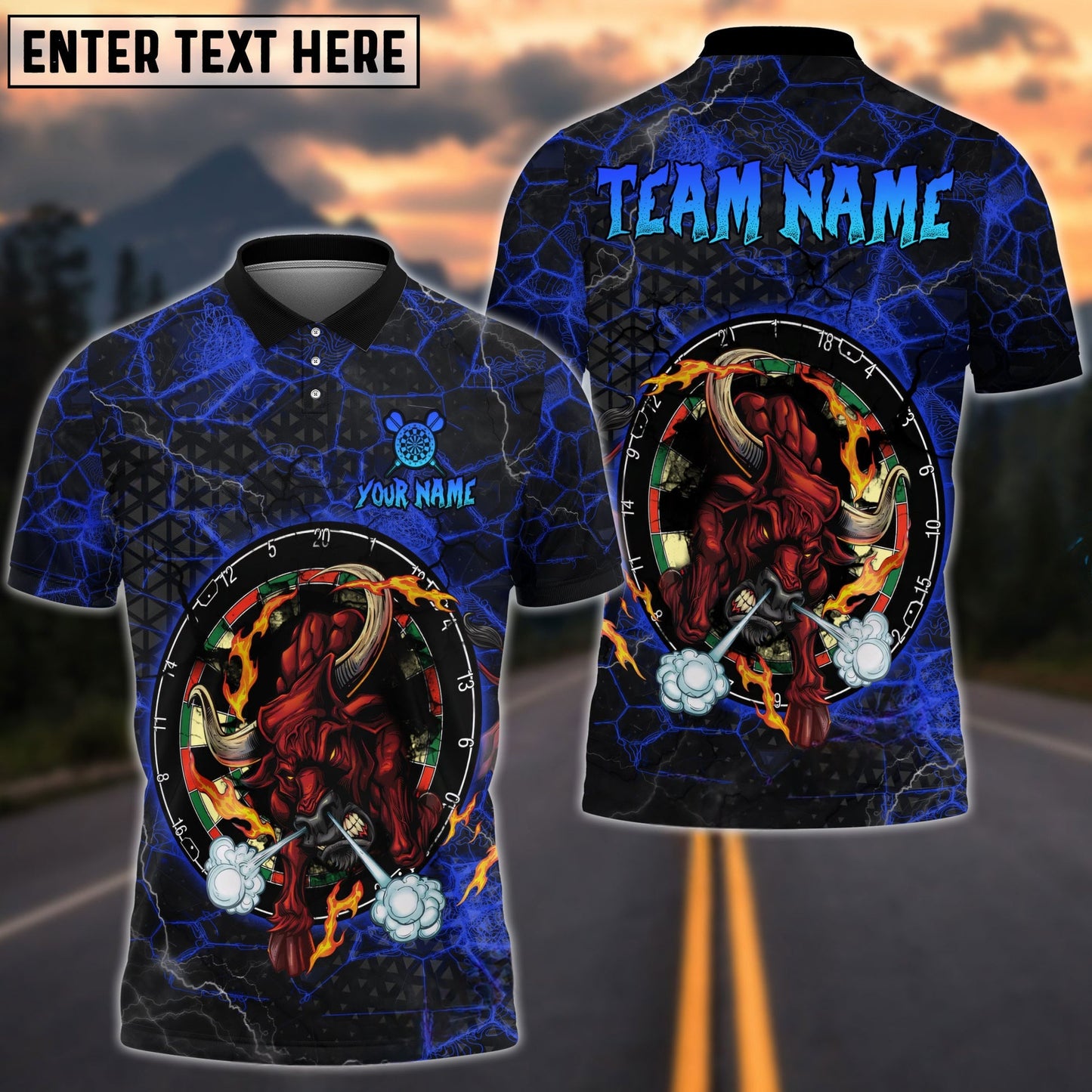 Darts Fire Red Bull Personalized Name, Team Name Shirt (4 Colors)
