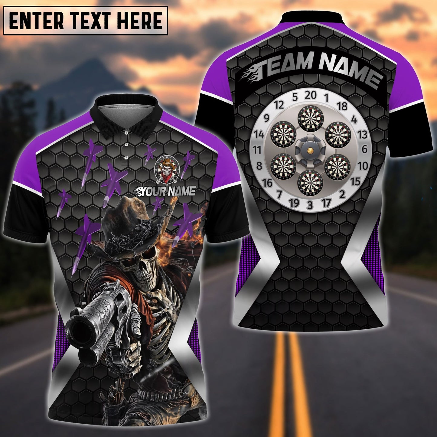 Darts Skull Cowboy Personalized Name, Team Name Shirt (4 Colors)
