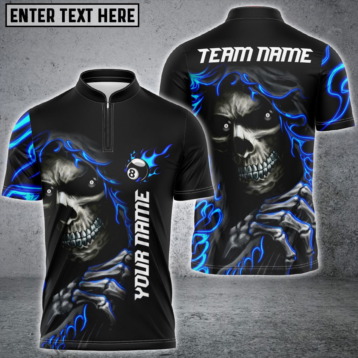 Billiards Skull 8 Ball and 9 Ball Personalized Name, Team Name 3D Shirts