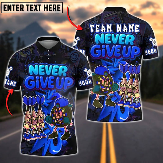 Darts Never Give Up Graffiti Style Personalized Name, Team Name Unisex Shirt (4 Colors)