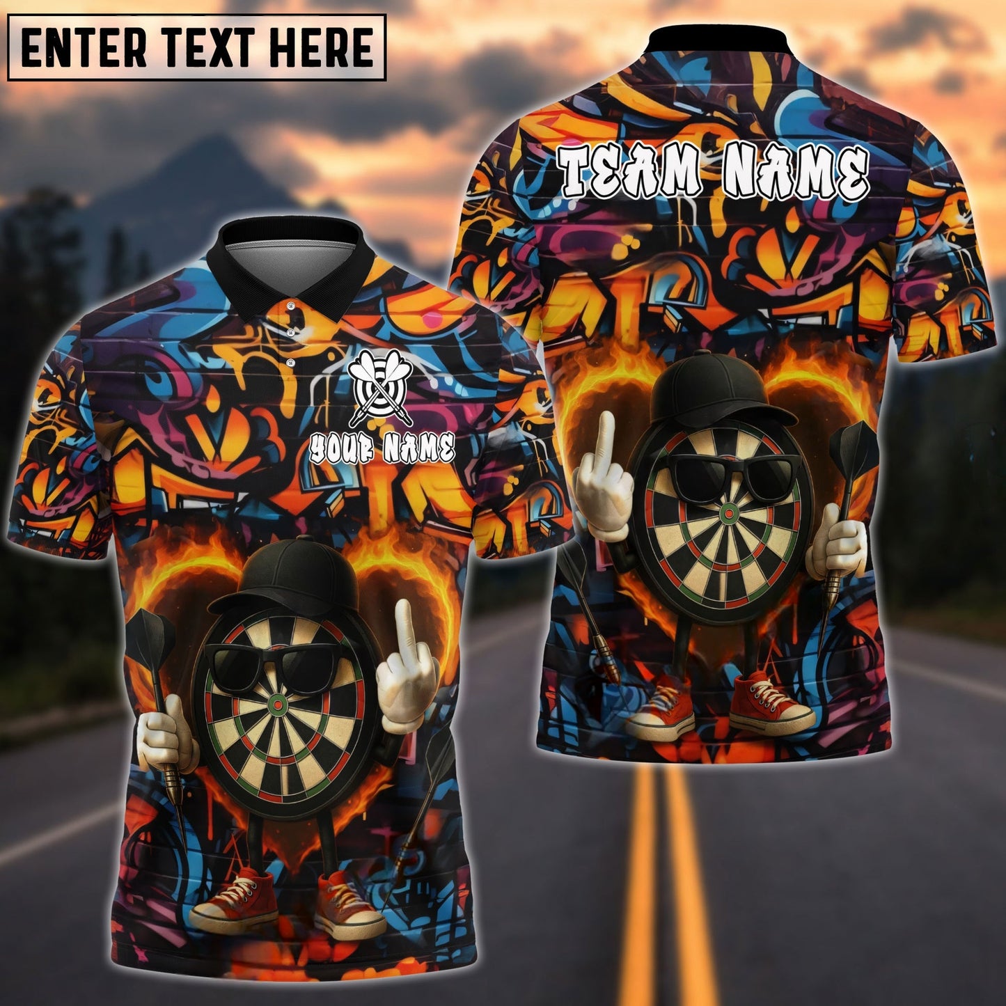 Darts Flaming Dartboard Attitude Graffiti Pattern Personalized Shirt