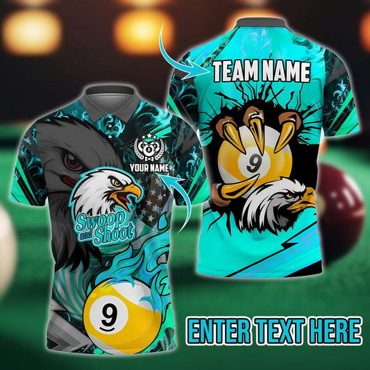 Billiard Eagle Claw 9 Ball Firestorm American Flag Multicolor Options Personalized Name, Team Name 3D Shirt, Gift For Dad, For Man.