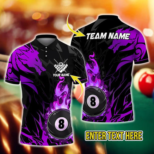 Billiard Golden Dragon Eight Ball Multicolor Options Personalized Name, Team Name 3D Shirt, Gift For Dad, For Man.