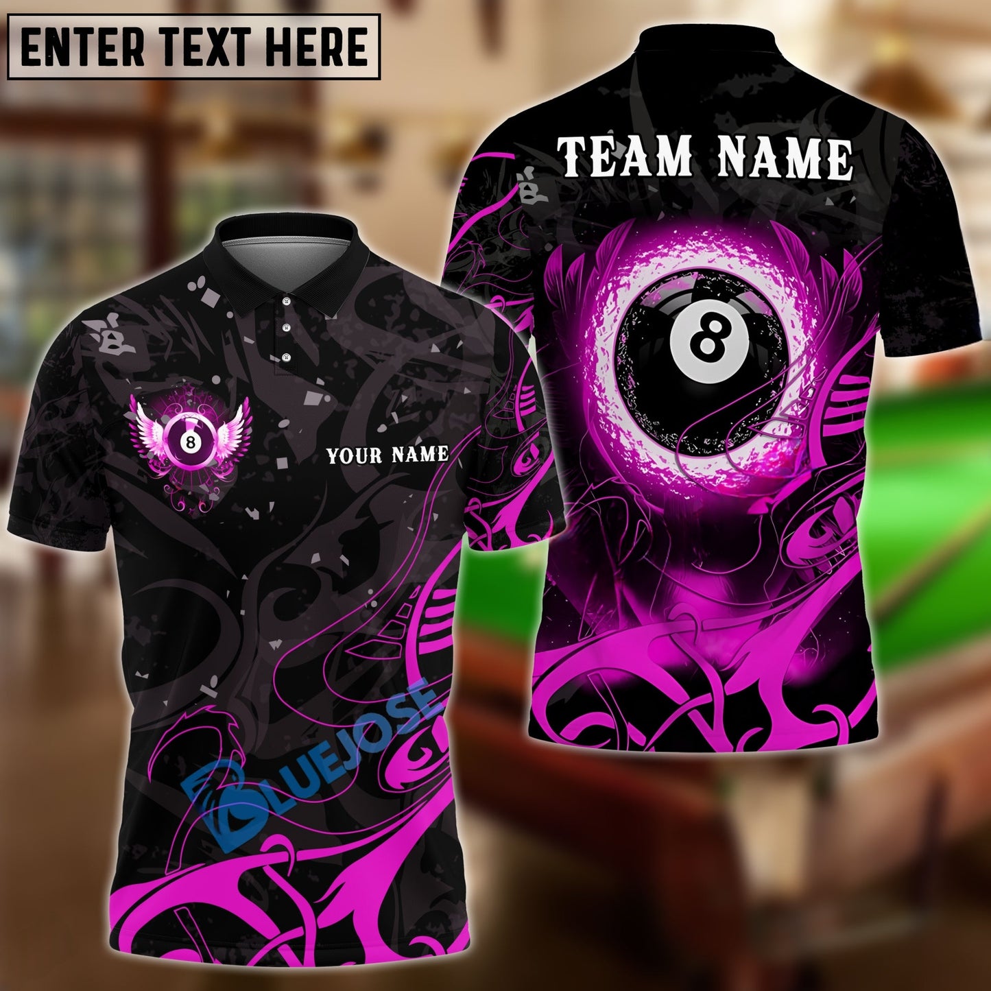 Billiards 8 Ball Wing Personalized Name, Team Name Shirt